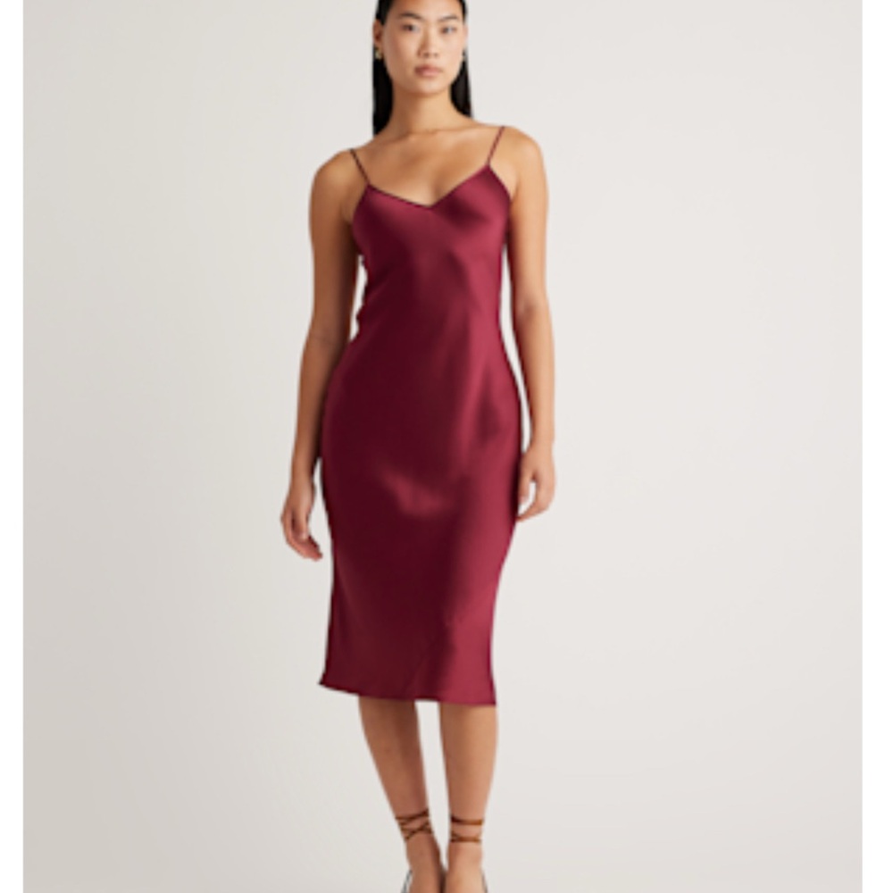 Quince Burgundy 100% Silk Slip Dres